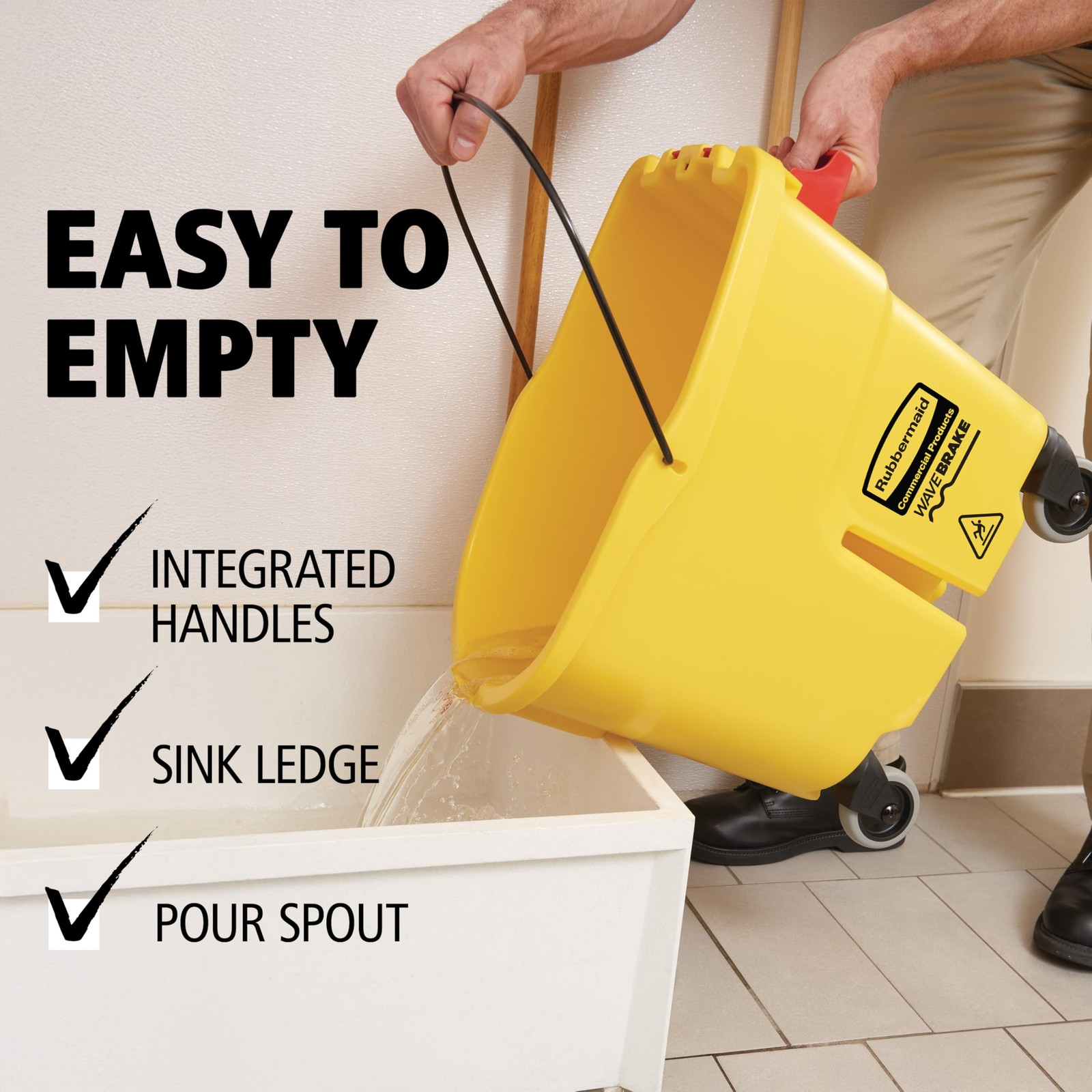Rubbermaid Commercial Products WaveBrake 35 Qt. Side-Press Mop 35 Qt, Yellow