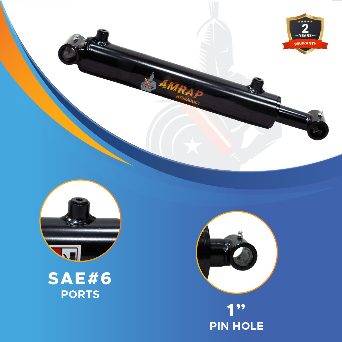 2×16 Hydraulic Cylinder 2″ Bore 16″ Stroke Welded Cross Tube Double Acting