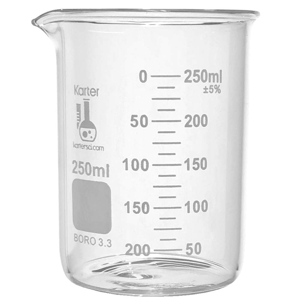 250ml Beaker, Low Form Griffin, Borosilicate 3.3 Glass, Double Scale, Graduat…