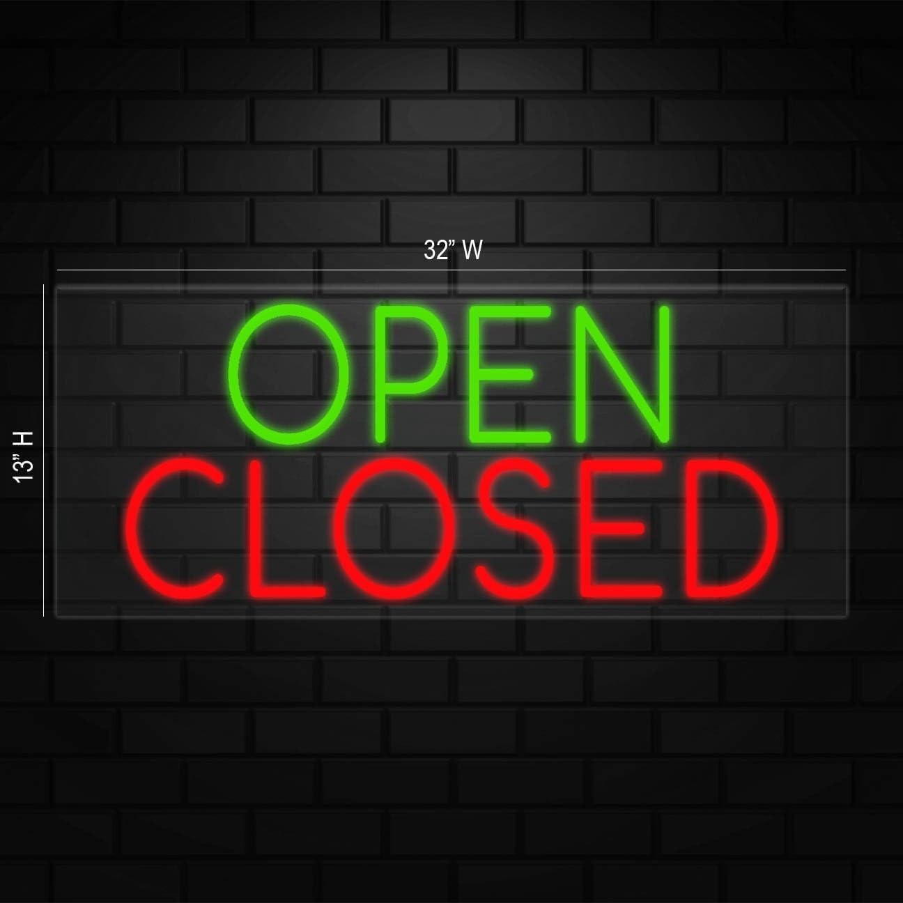 Open Closed Sign for Business Displays | LED Flex Neon | 32″W x 13″H x 1″D