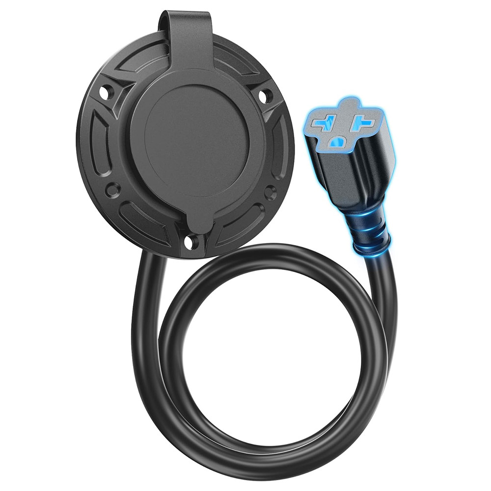 20A 125V AC Port Plug Heavy-Duty RV Shore Power Inlet Plug 5-in-1 T-Blade Adapte