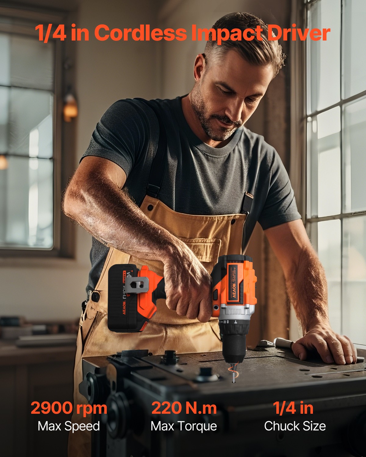 VEVOR Tool Combo Kit Max 20V Cordless 2-Tool Power Combo Kit with 4A Batteries