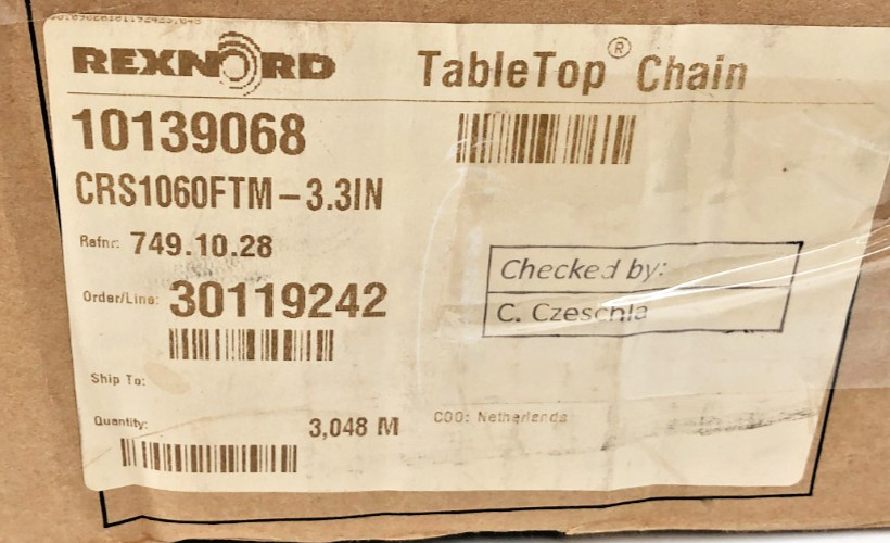 New Rexnord 10139068 Conveyor Chain CRS1060FTM-3.3IN 10FT.