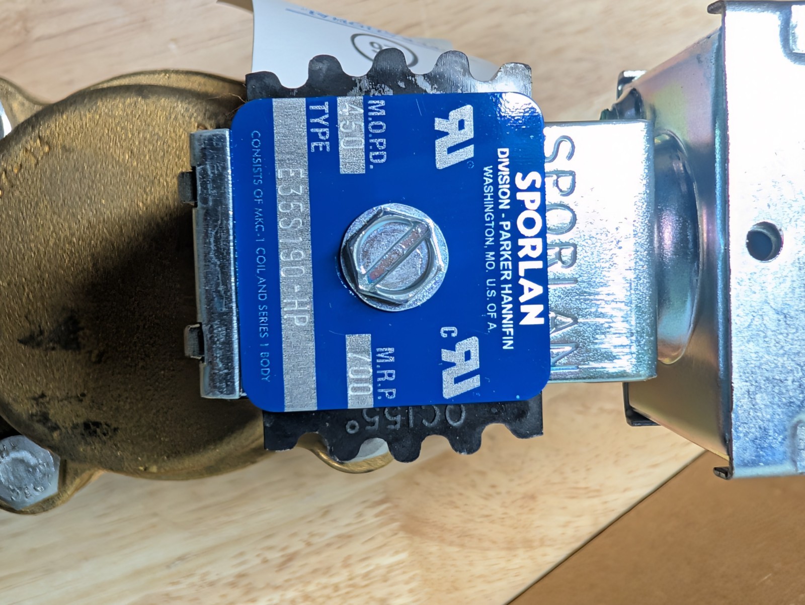 Sporlan E35S190-HP Solenoid Valve With 120 Vac Coil. 1-1/8” ODF, 3316-00 Parker