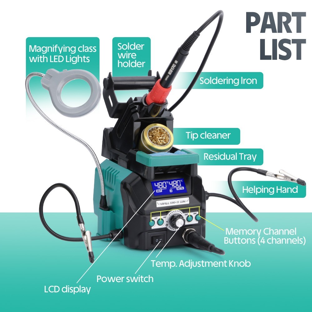 YIHUA 939D+ III EVO 110W Digital Soldering Station Dual LCD Display High-Power