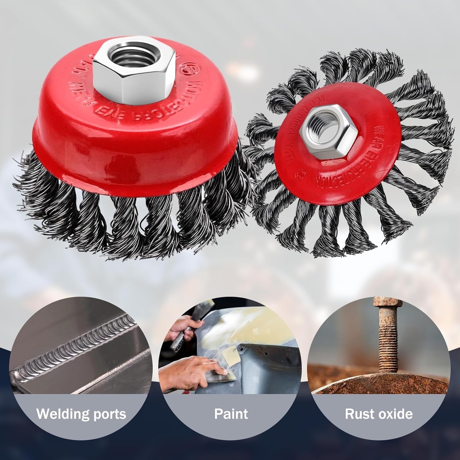 3 Pack Wire Wheel Brush for Angle Grinder, 4 Inch Angle Grinder Wire Wheel