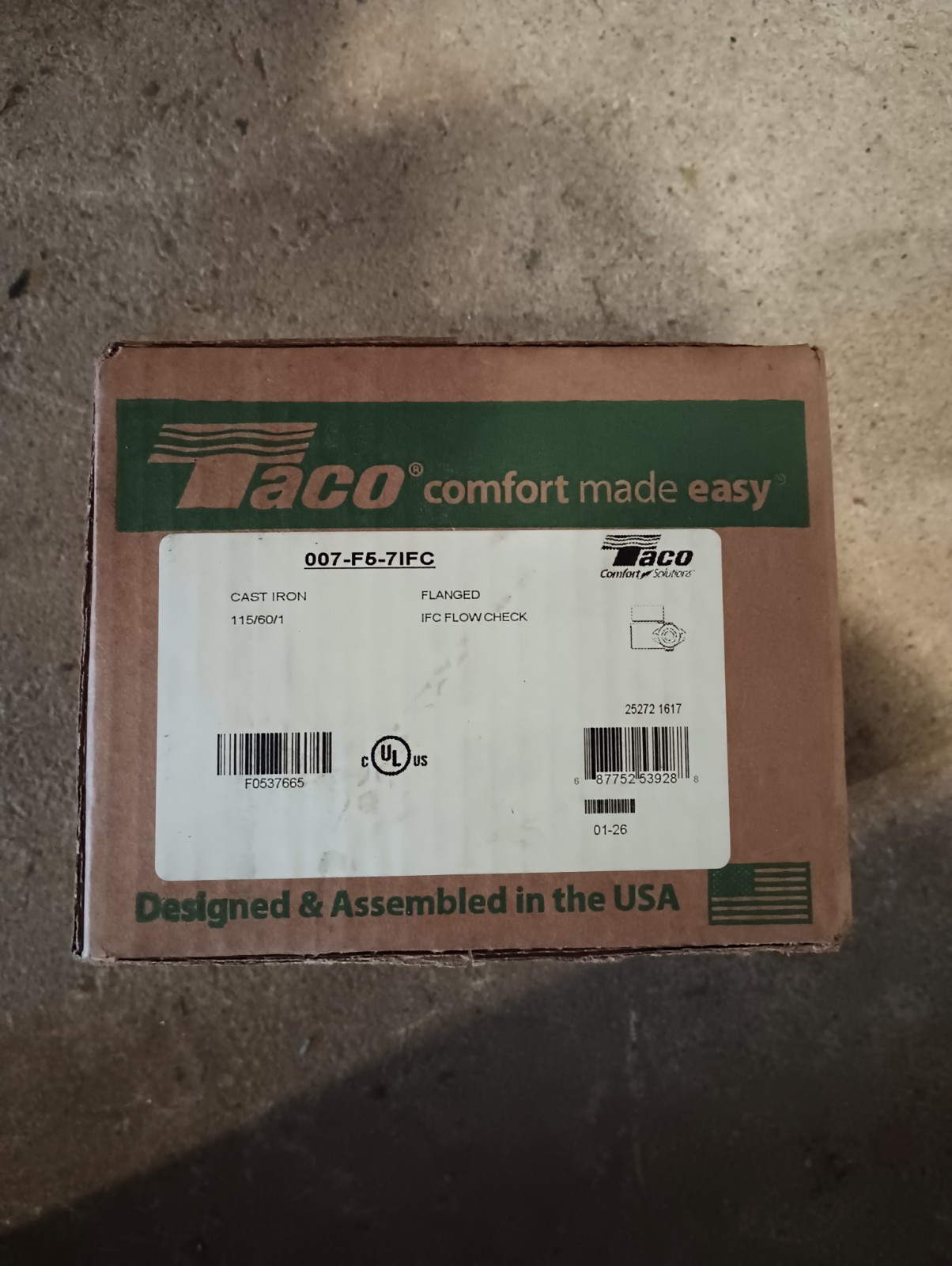 Taco 007-F5 Cast Iron Circulator, 1/25 HP