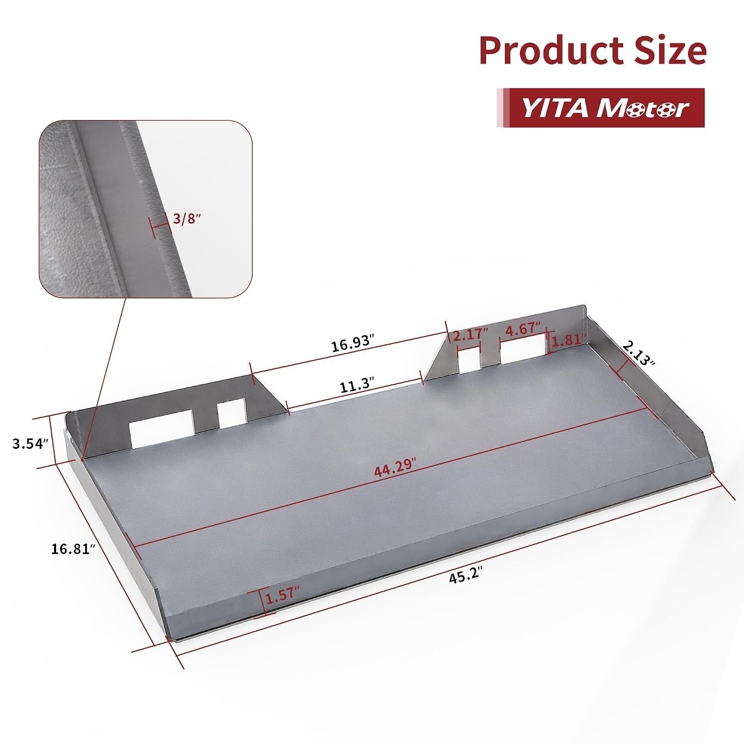 Durable 3/8″ Skid Steer Mounting Plate for Kubota & Bobcat Tractors – Black
