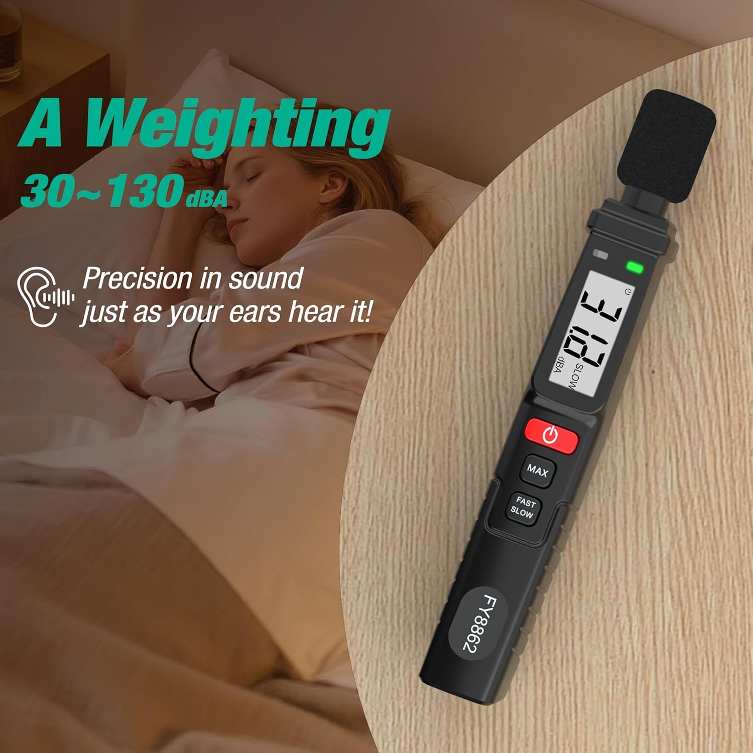 Decibel Meter, Digital Sound Level Meter Portable Sound Meter 30–130 dB MAX Data