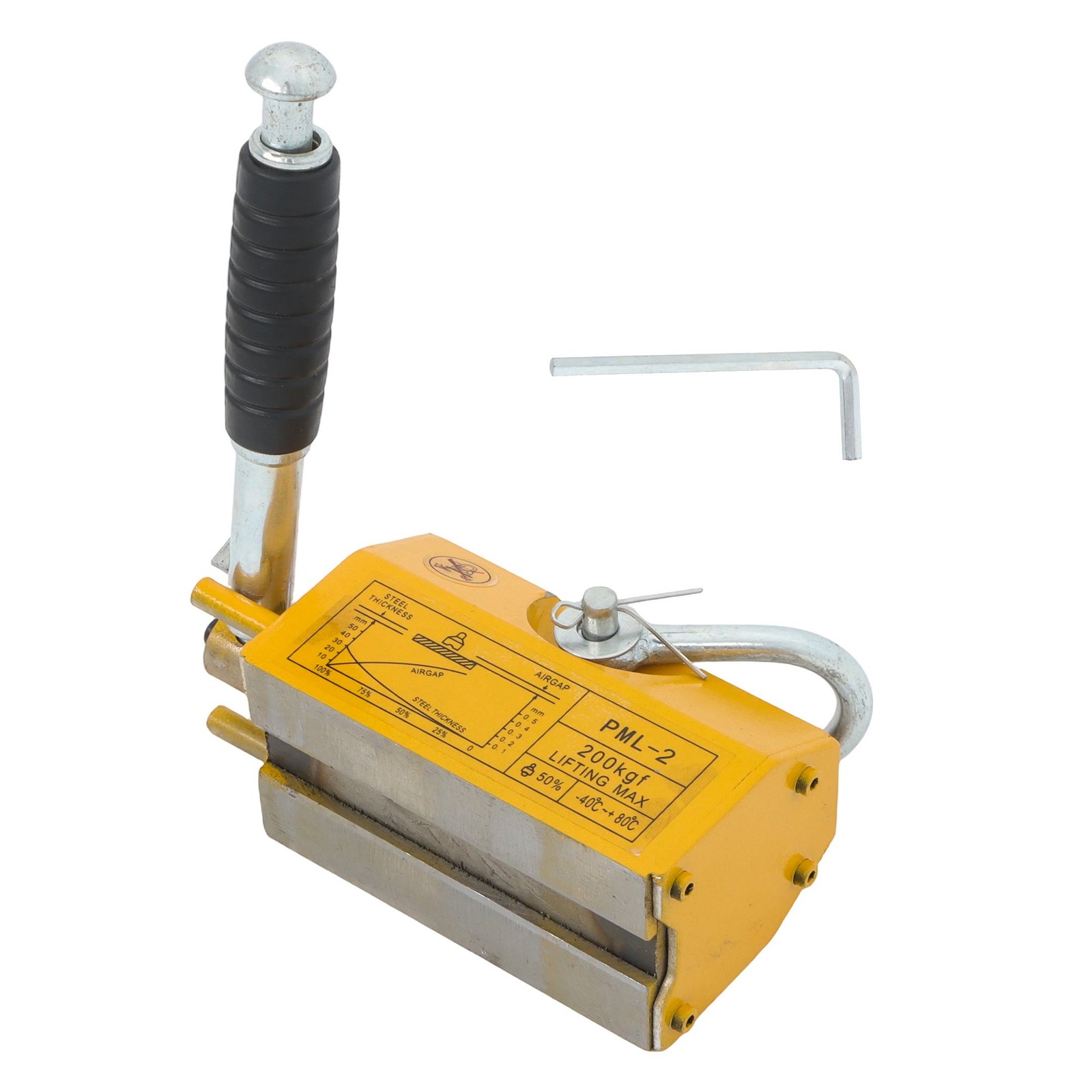 440lbs/200kg Permanent Magnetic Lifter 2.5 Safety Factor Yellow Lifting Magnet