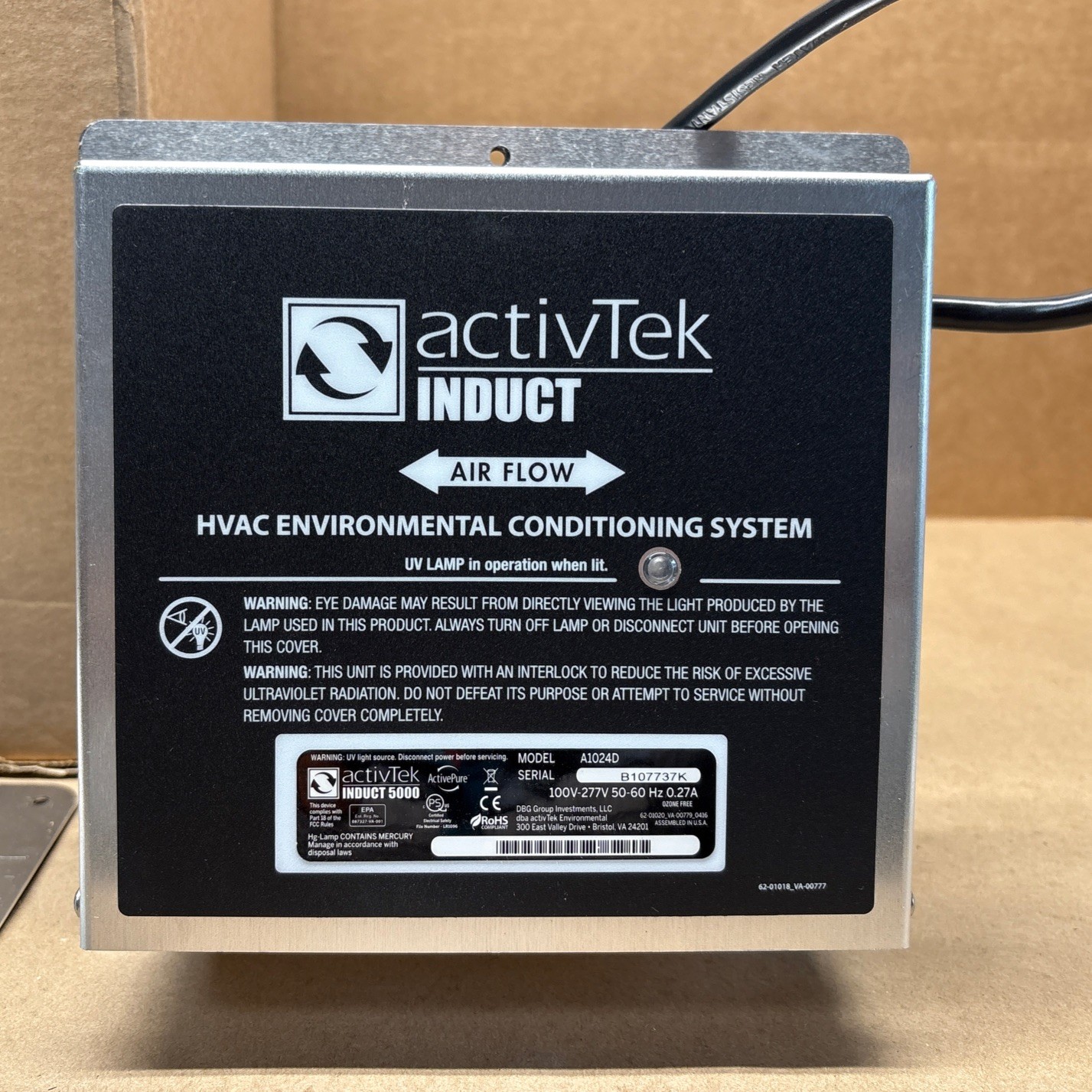 ActivTek A1024D Induct 5000 HVAC Environmental Conditioning Systems US40664B