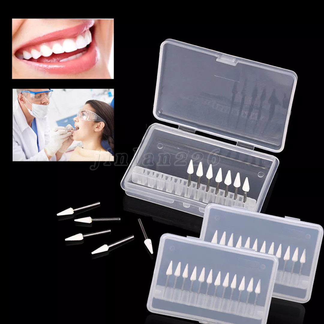 12Pcs/Box Dental White Polishing Stones Cone Shape FG Burs Arkansas Stone CN1