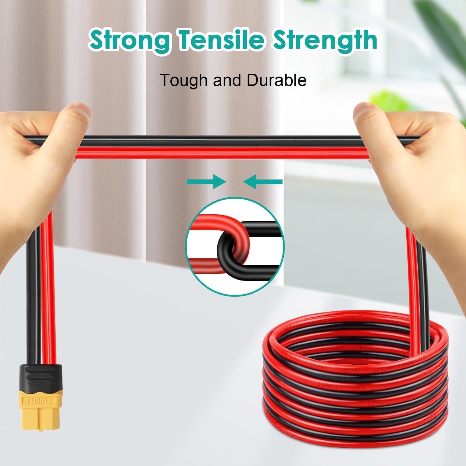 6FT XT60 Female to SAE Cable with SAE Polarity Reverse Adapter for Portable P