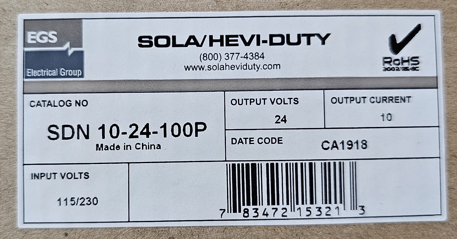 NEW in Box SolaHD SOLA/Hevi-Duty SDN 10-24-100P Power Supply 24VDC 10A