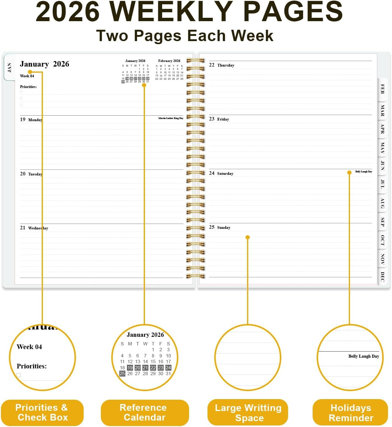 Planner 2026 – Weekly & Monthly Planner from January 2026 to December 2026, Agen