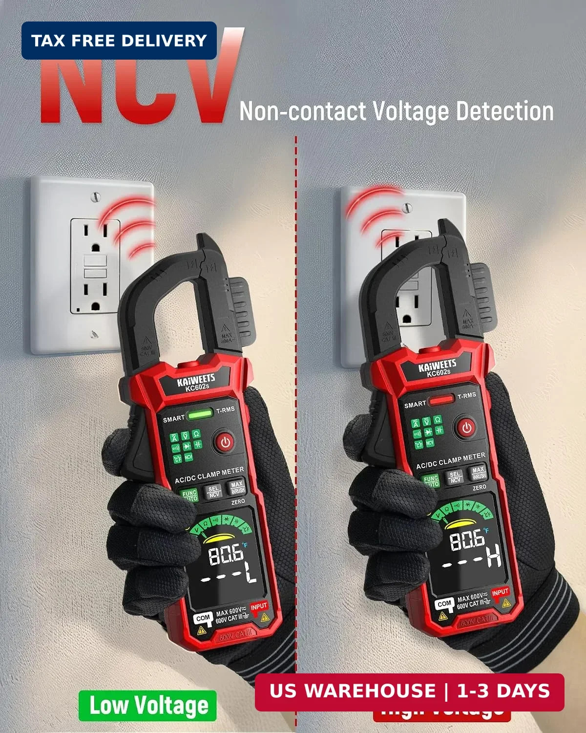 KAIWEETS Smart Digital Clamp Meter, 2026 Intelligent Auto Ranging Multimeter 600