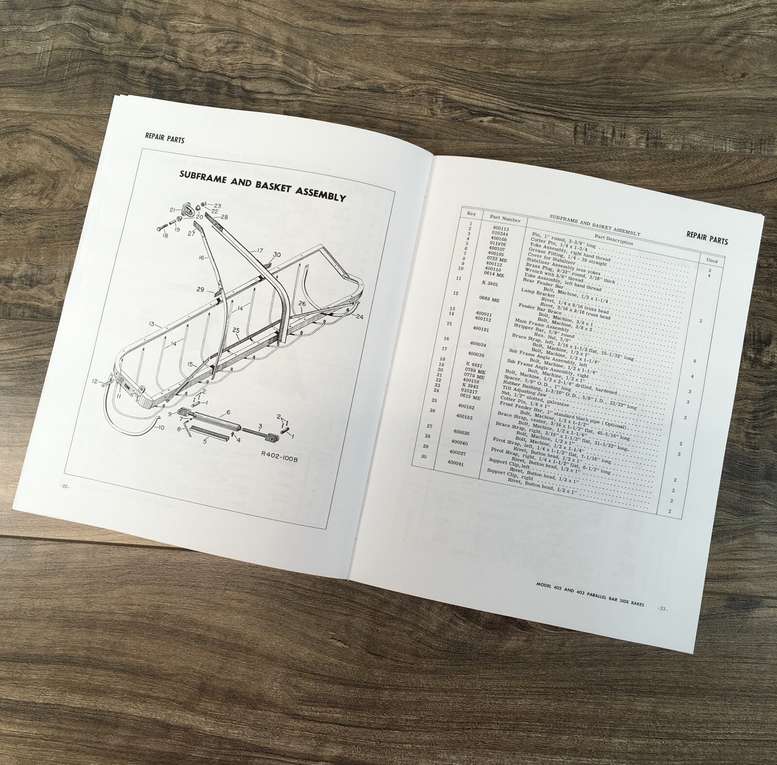 New Idea 402 5 Bar 403 4 Bar Parallel Side Rake Operators Owners Manual
