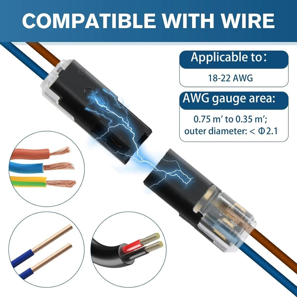 Double-Wire Plug-in Connector,Quick Connect Push-in Lever Wire Connectors(50Pcs)