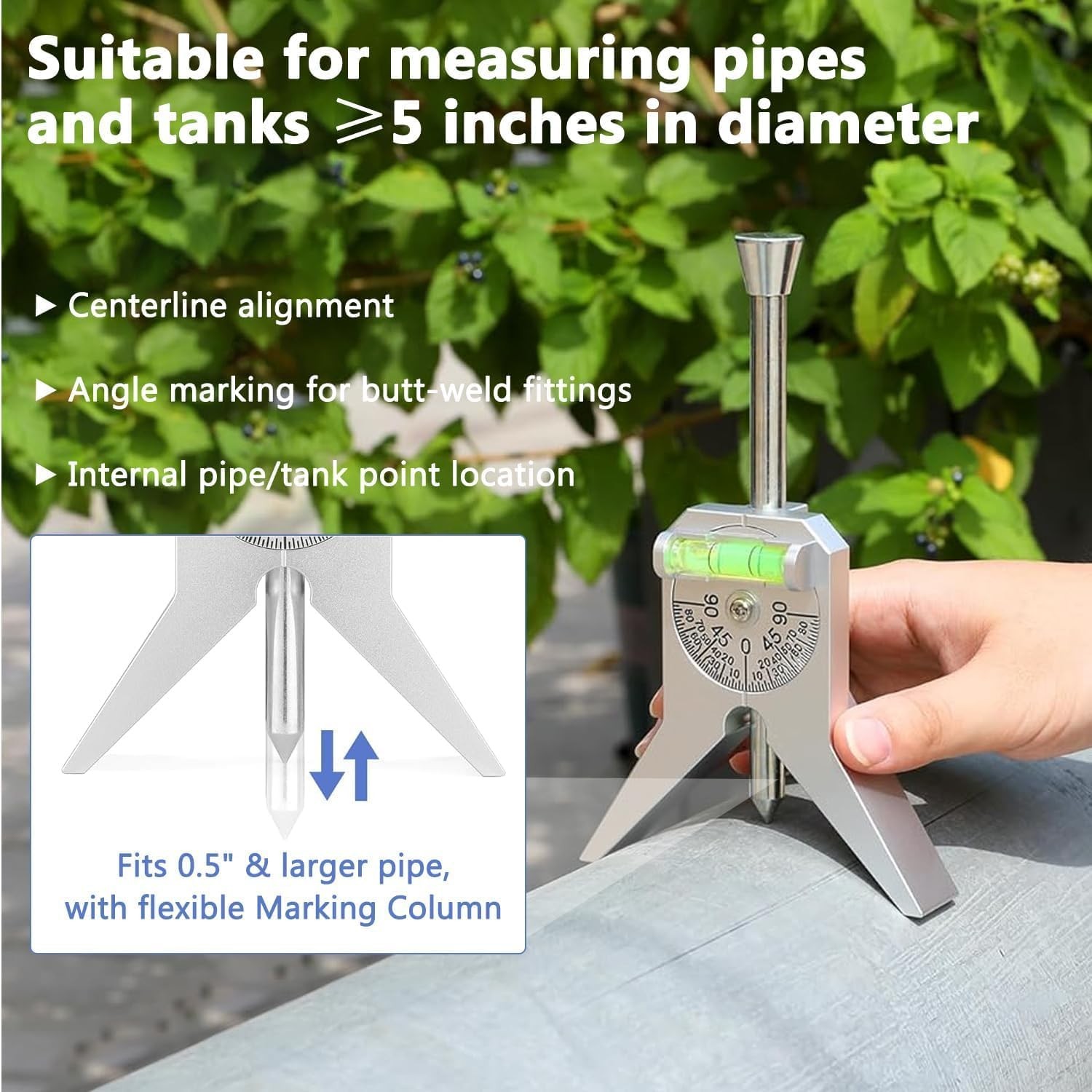 Pipe Center Finder, Pipefitter Tools with Centering Head, Center Finder Tool Pip