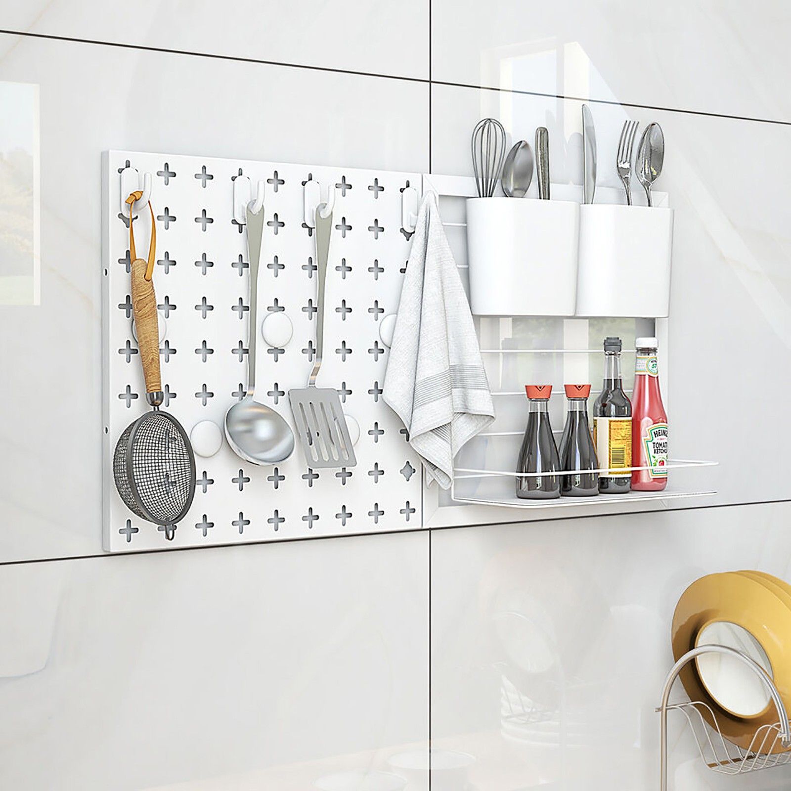 Pegboard Combination Kit Wall Organizer Kit w/ 2 Pegboard Panels for Office