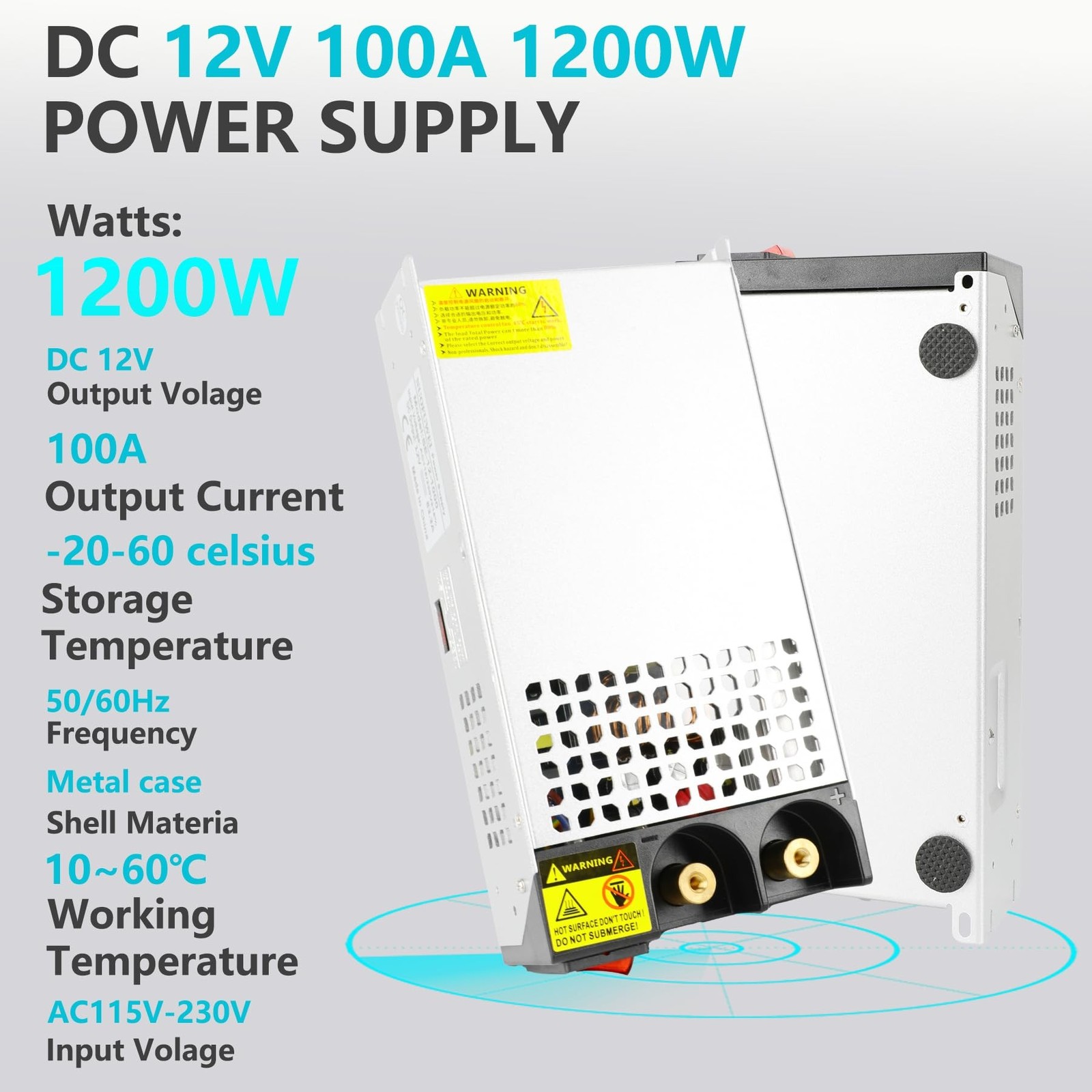 VIXKPIRR DC 12V 100A 1200W Power Supply, 110V AC 12V DC Converter Transformer