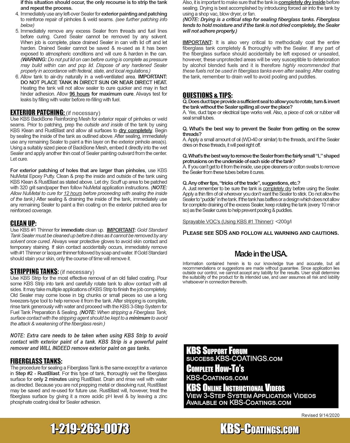 Gold Standard Tank Sealer – Fuel Impervious Seal for Metal & Fiberglass Tanks