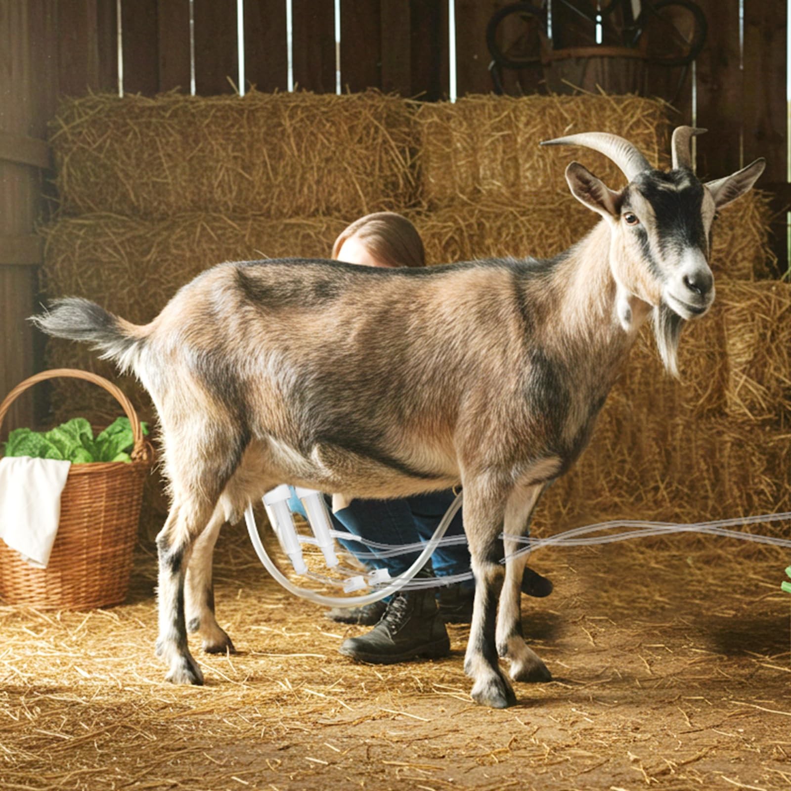 Milking Machine Accessory Goat Teat Cup, Double Cup with Tube for Goat, Sheep…