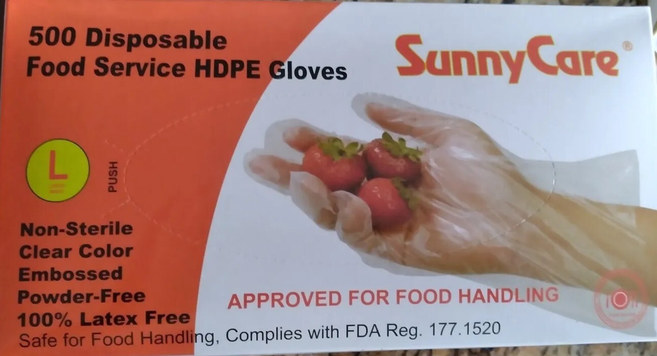 Lot of 1500 Gloves Disposable Plastic Food Service/Handling Gloves – Size LARGE