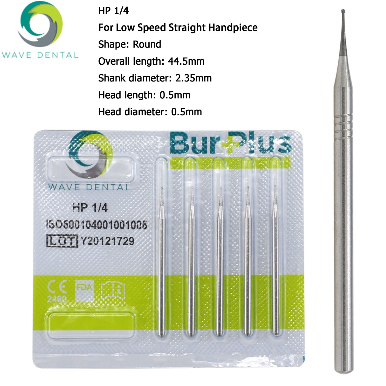 Wave Dental Carbide Burs HP 2 8 557 703L Round For Slow Speed Straight Handpiece