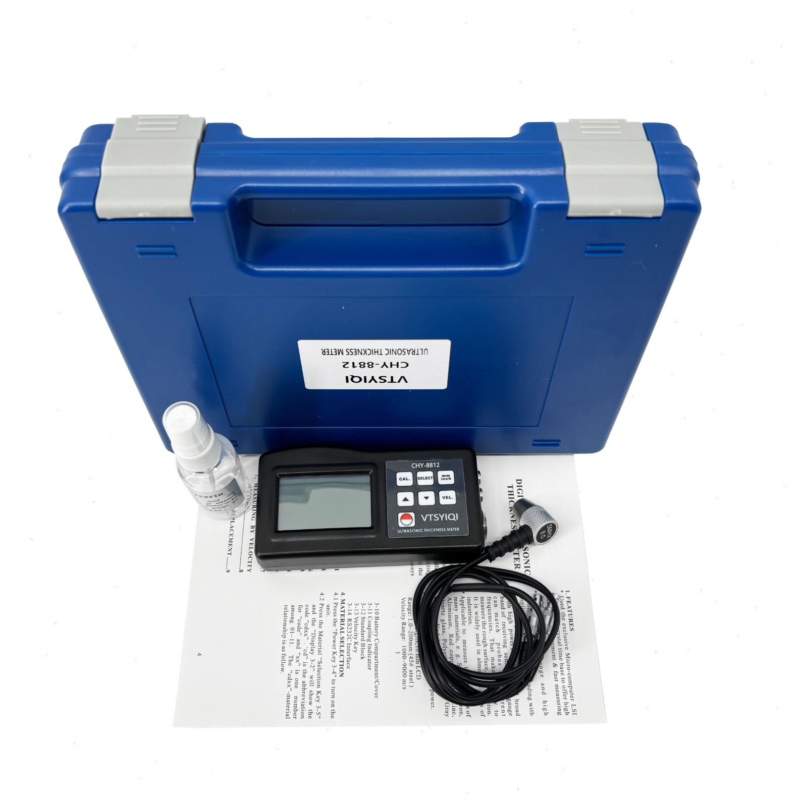 Portable Ultrasonic Thickness Tester with Range 0.05~8inch Resolution 0.1mm New