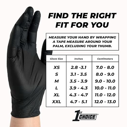 1st Choice 1EIN Nitrile Exam Gloves, Large – Black pack 100