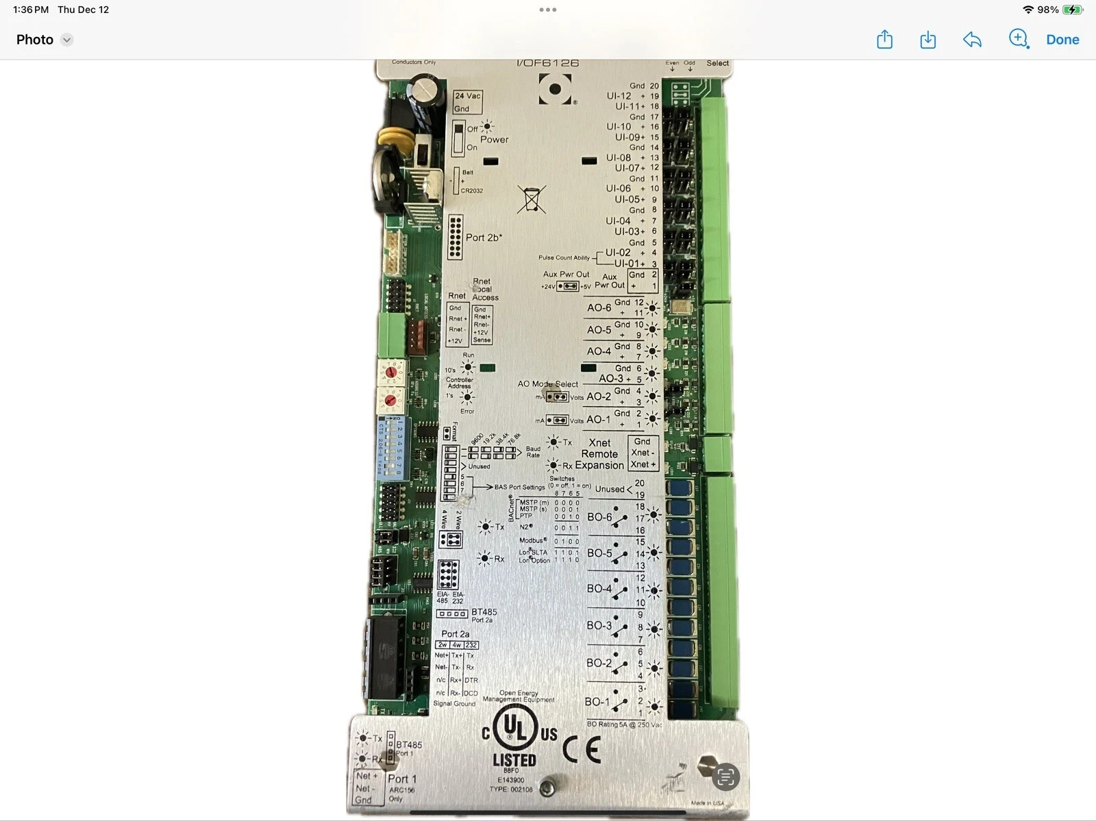 AUTOMATED LOGIC 6126 I/O Flex 6126 Chiller Control Board