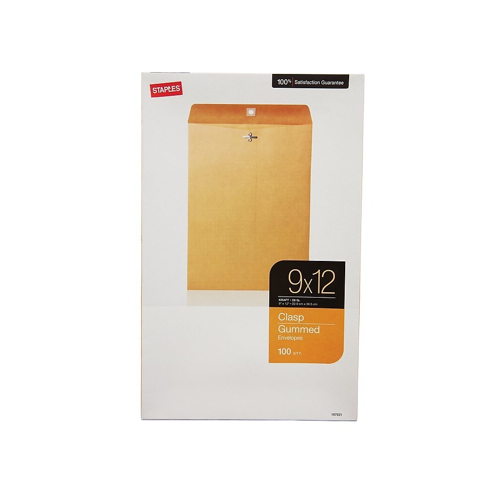 100 Pcs CLASP ENVELOPES 9”x12” Kraft Shipping Mailing Gummed Business Manila