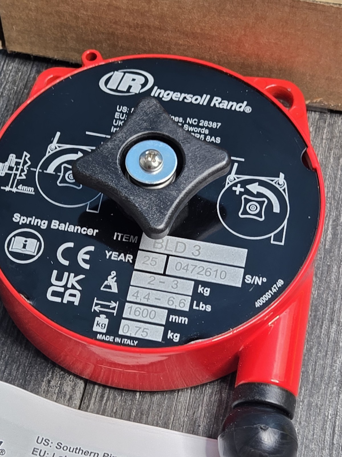 Ingersoll Rand BLD3 Light Duty Ergonomic Tool Balancer 4.4-6.5lb Capacity 5.2′ L