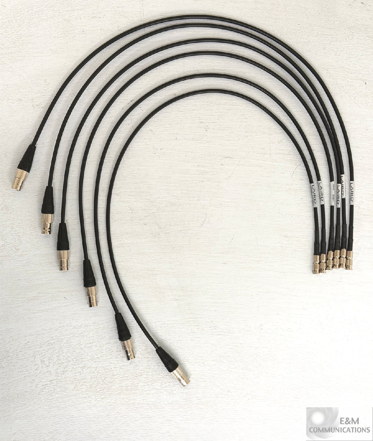 LOT OF 6 LAIRD HDBNC4855-BF02 HD-BNC MALE TO STD BNC FEMALE 12G-HD-SDI CABLE 2FT