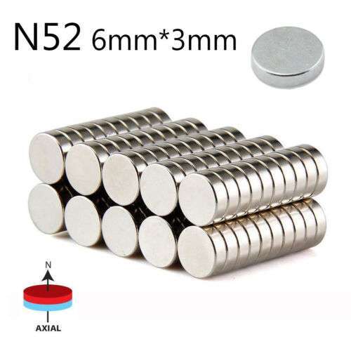 20 50 100 200pc 6mm x 3mm 1/4″x1/8″ N52 Strong Disc Rare Earth Neodymium Magnet