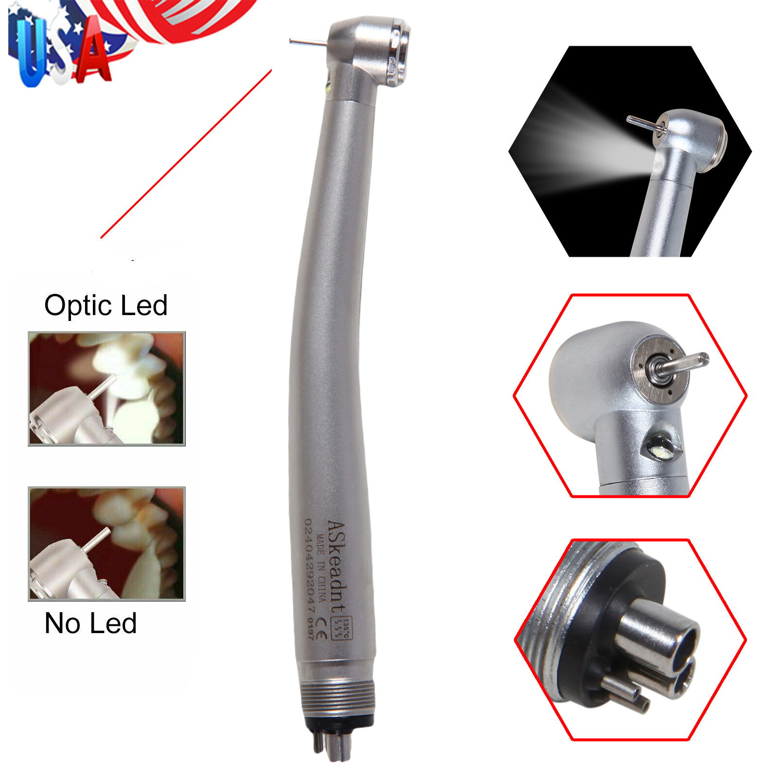 1-10 NSK Style Dental Fiber Optic LED E-generator/ High Speed Handpiece 2/4Hole