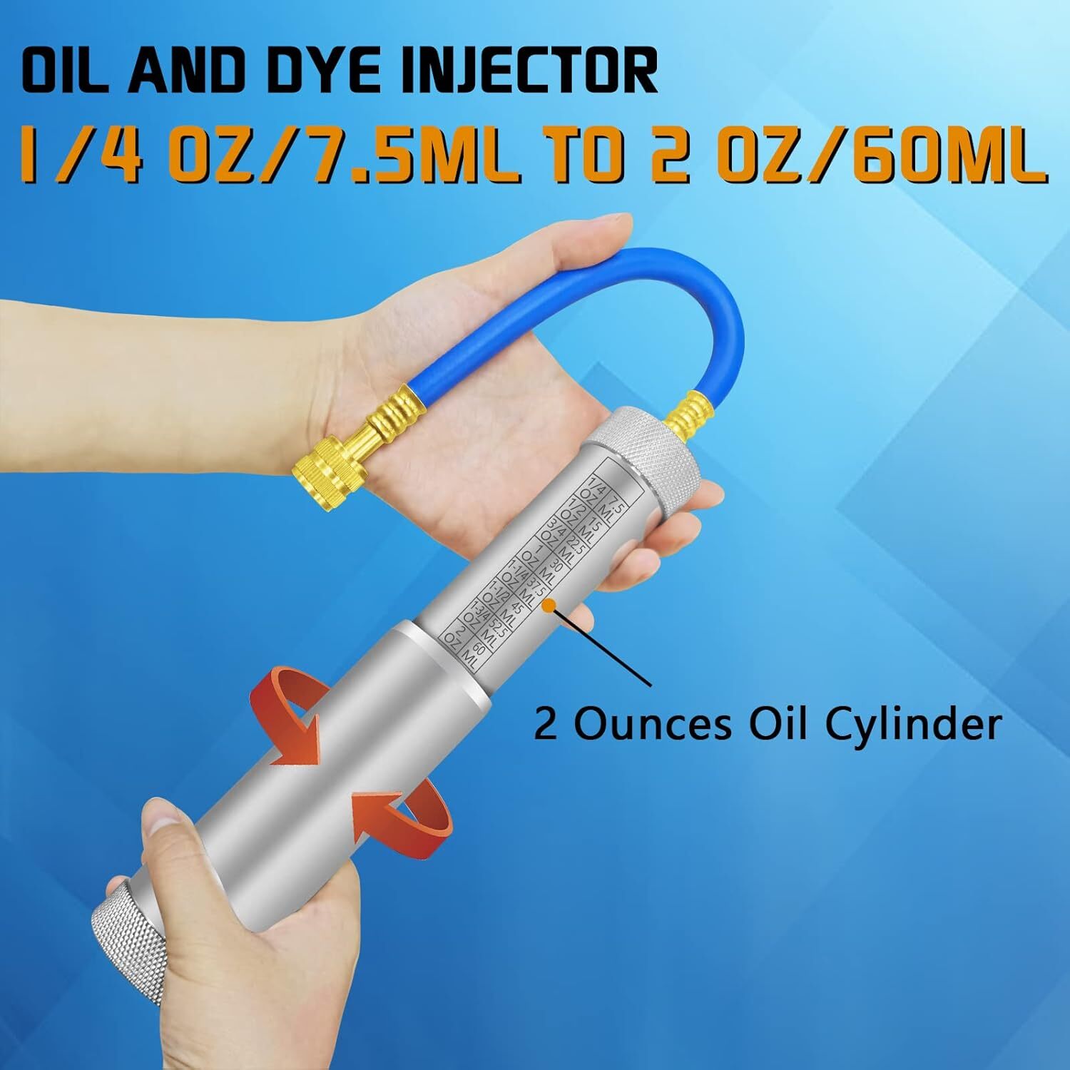 R1234YF/R134A Ac Oil InjectoHVAC Dye Oil Injector with R134A Snap Quick Coupler。