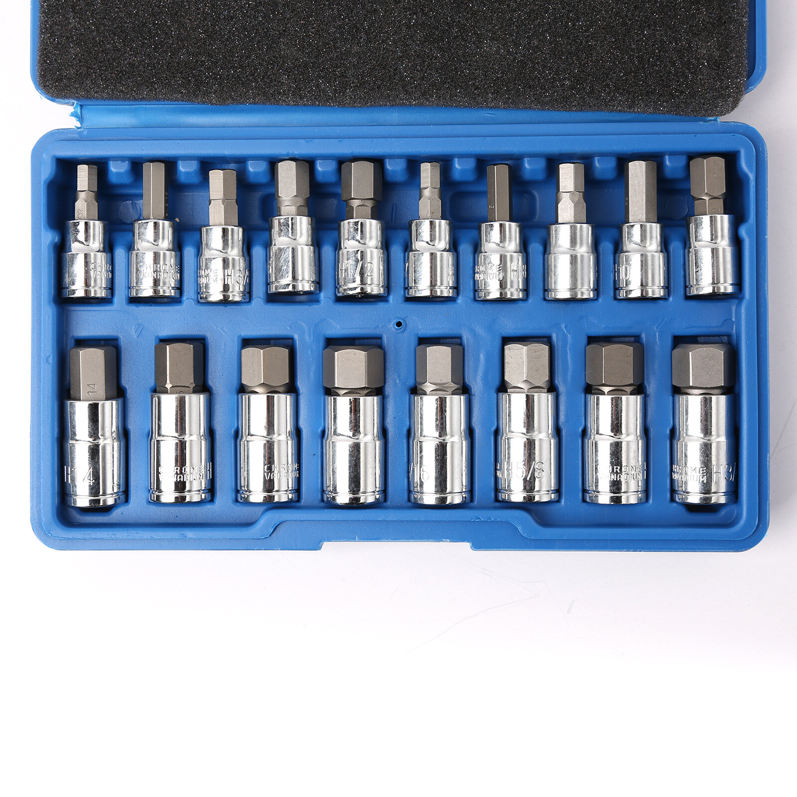 32Pcs SAE And Metric Master Hex Bit Socket Set Standard Allen 1/4″ 3/8″ 1/2″ Dr