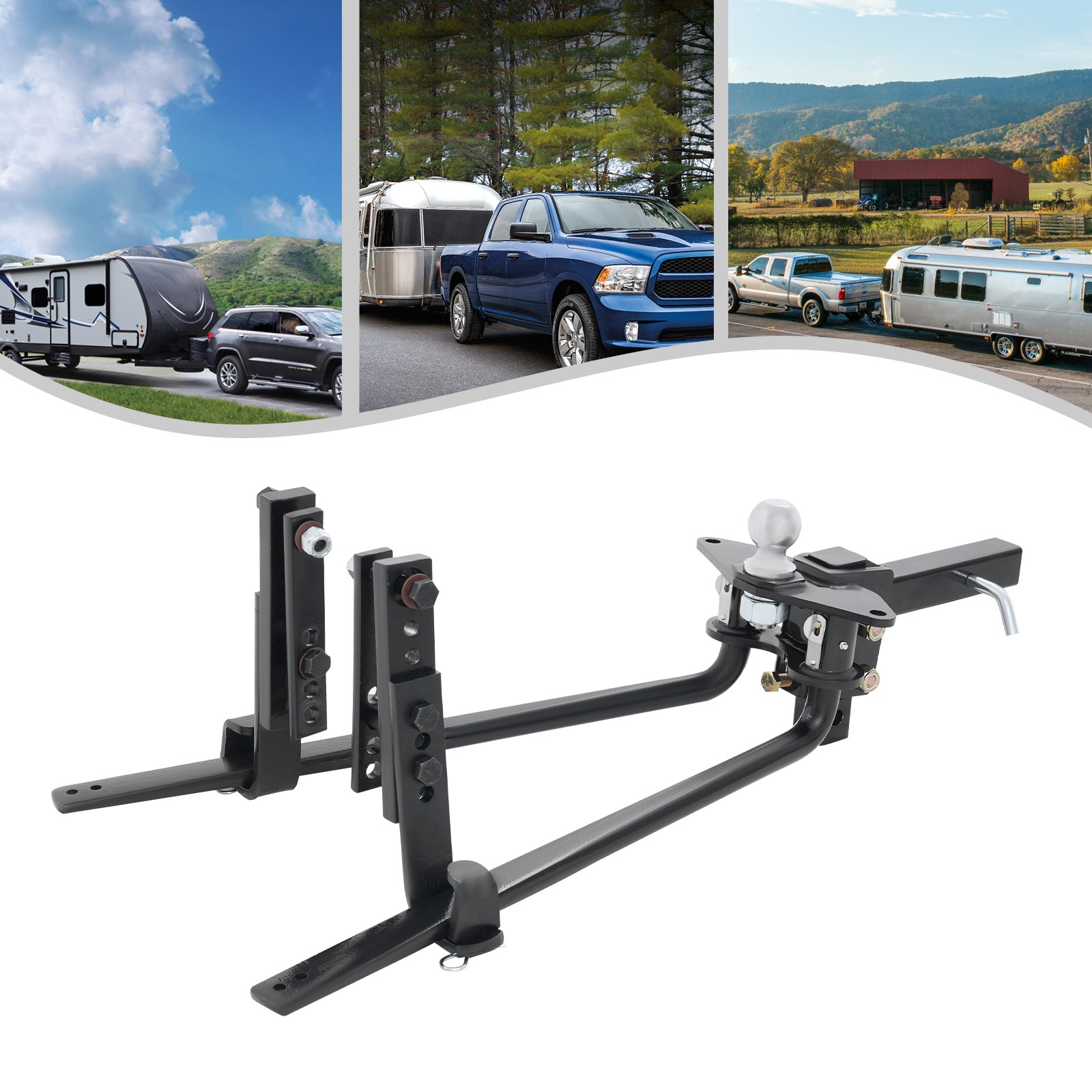 8000lbs Weight Distribution Hitch Trailer Hitch Black Trailer Hitch Device
