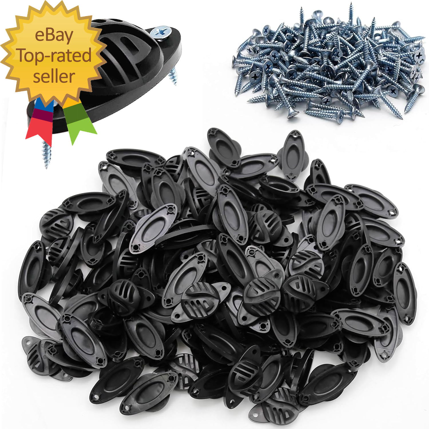 100 PCS Electric Fence Insulator with Screws, Black Wood Post Polywire Insulator