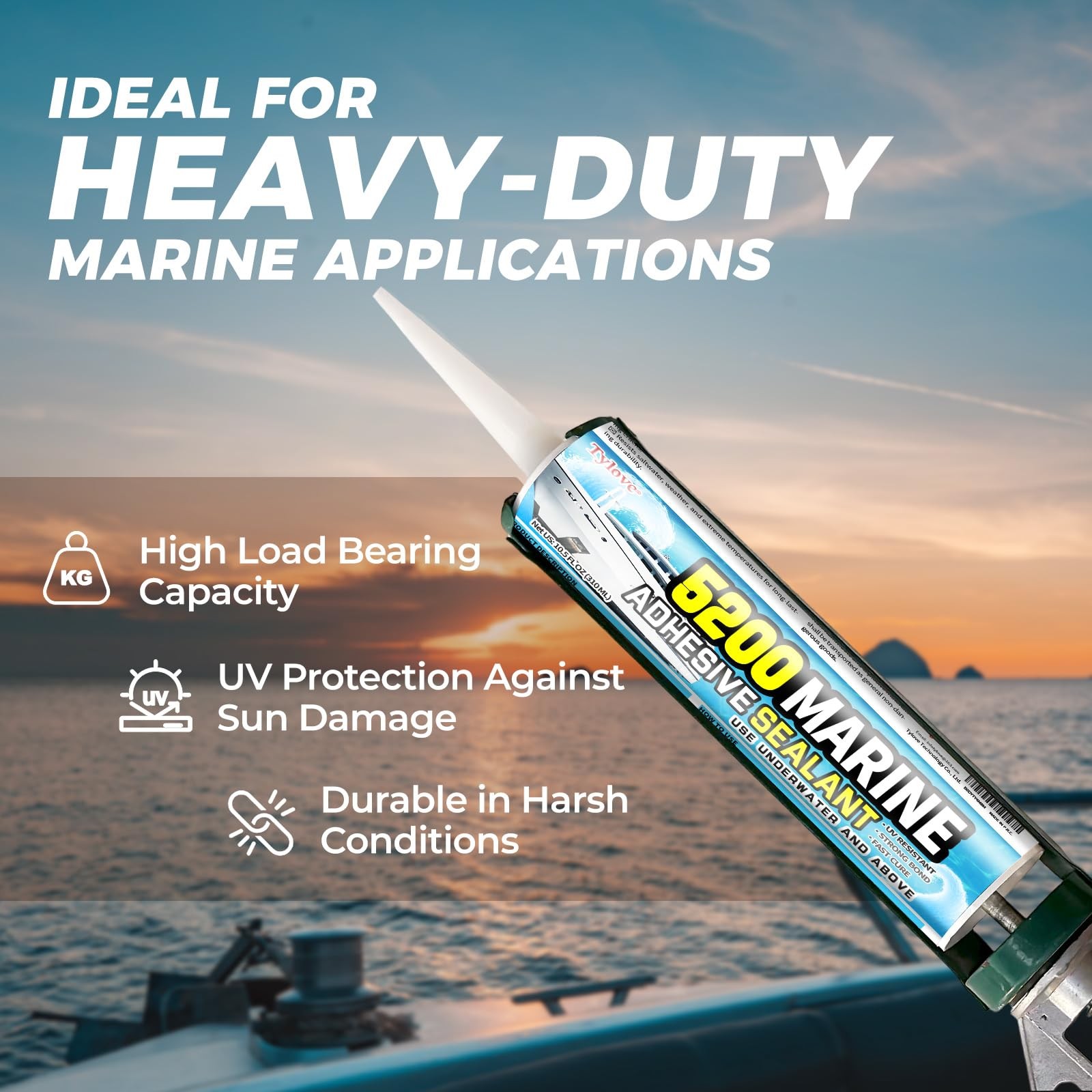 5200 Marine Sealant for Boats & RVs-Fast-Cure (30 Mins), Waterproof, UV-Resis…