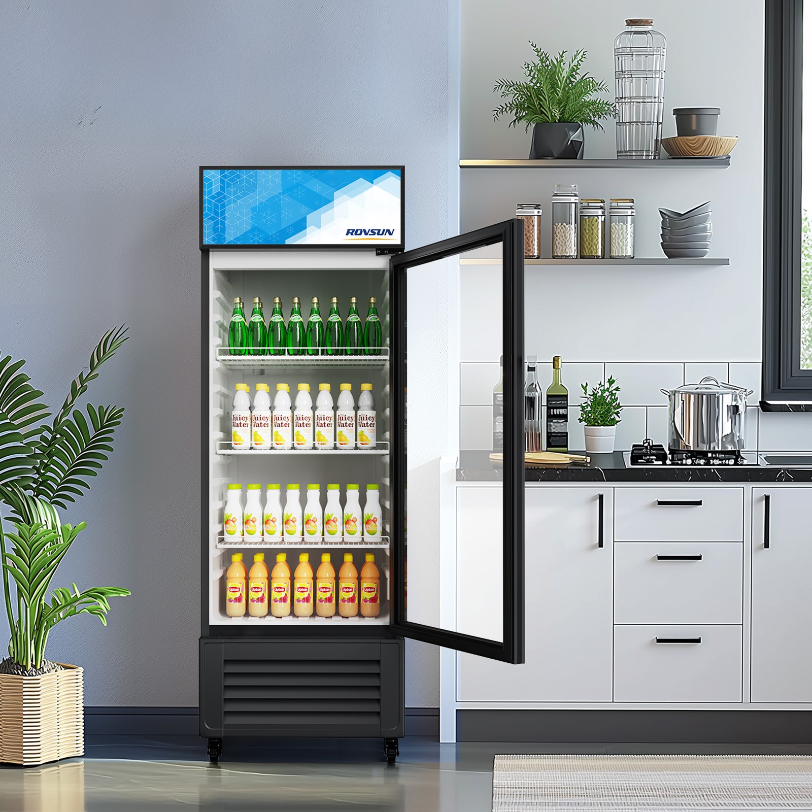 10 Cu.Ft. Commercial One Glass Door Display Upright Beverage Refrigerator Cooler