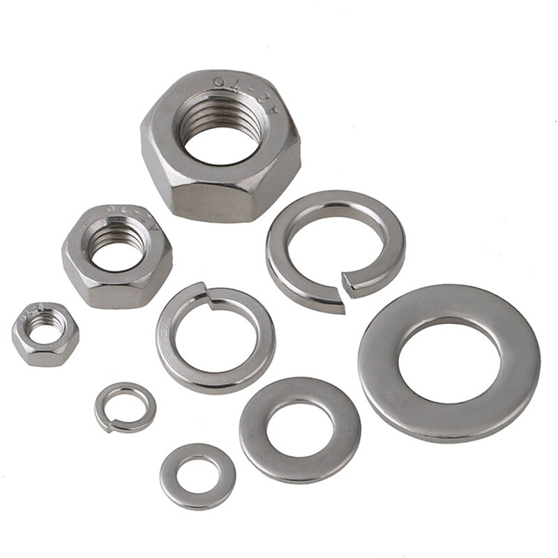 Stainless Steel Flat & Spring Washers & Hex Lock Nuts Set 3 In 1 M1.6-M24
