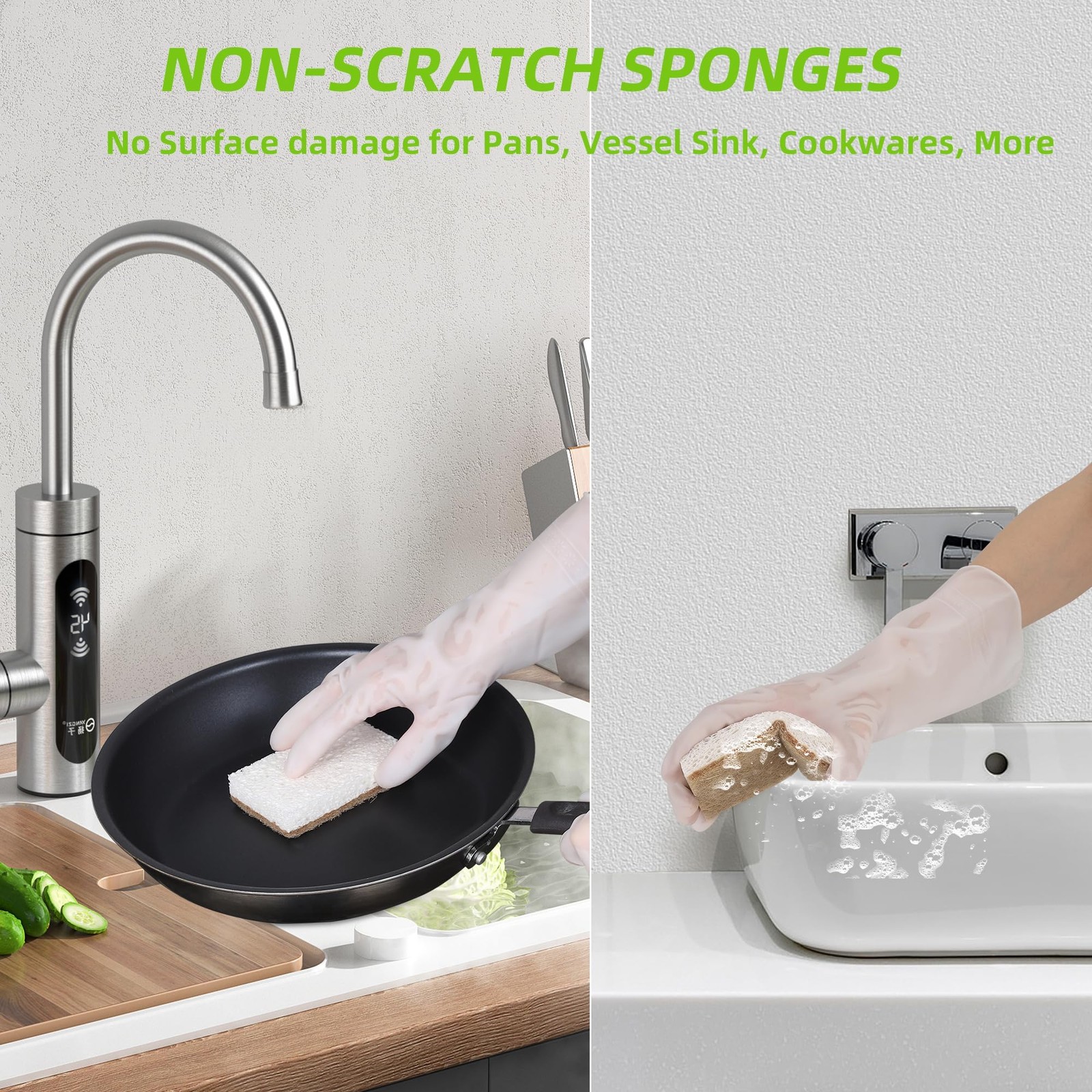 Natural Sponges for Dishes 12 Pack – Keep Soap Brown White 12pcs