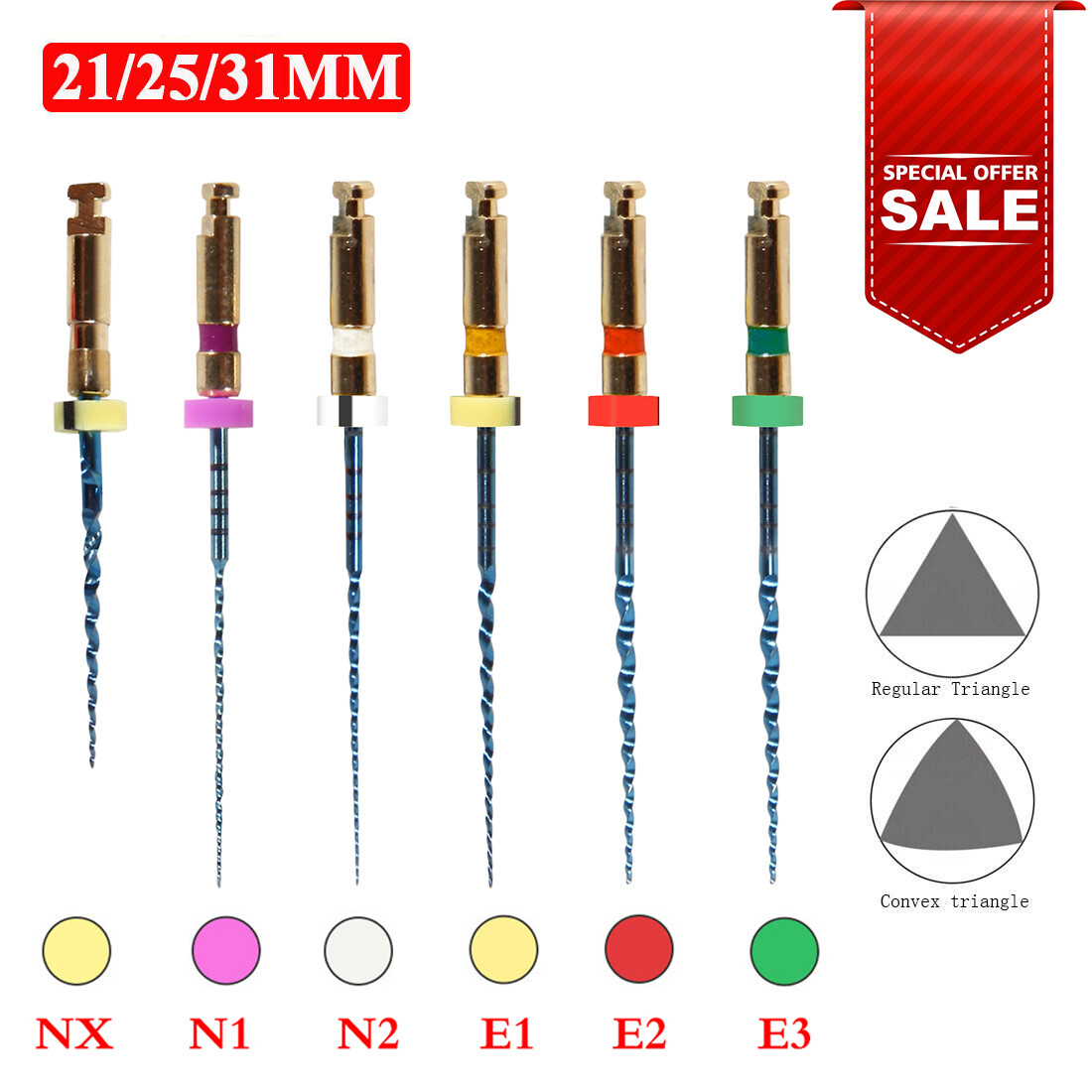 6pcs Endodontic Dental Endo Files Rotary NITI Files 21/25/31MM Dentist