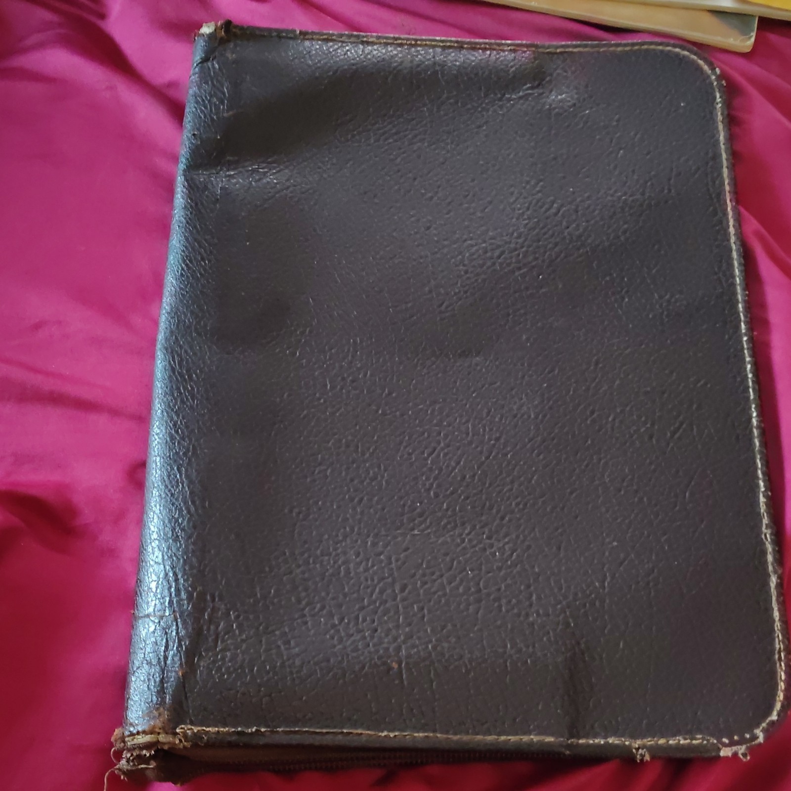 vintage Brown Leather Daily Use Binder Organizer Case with Zipper Closure