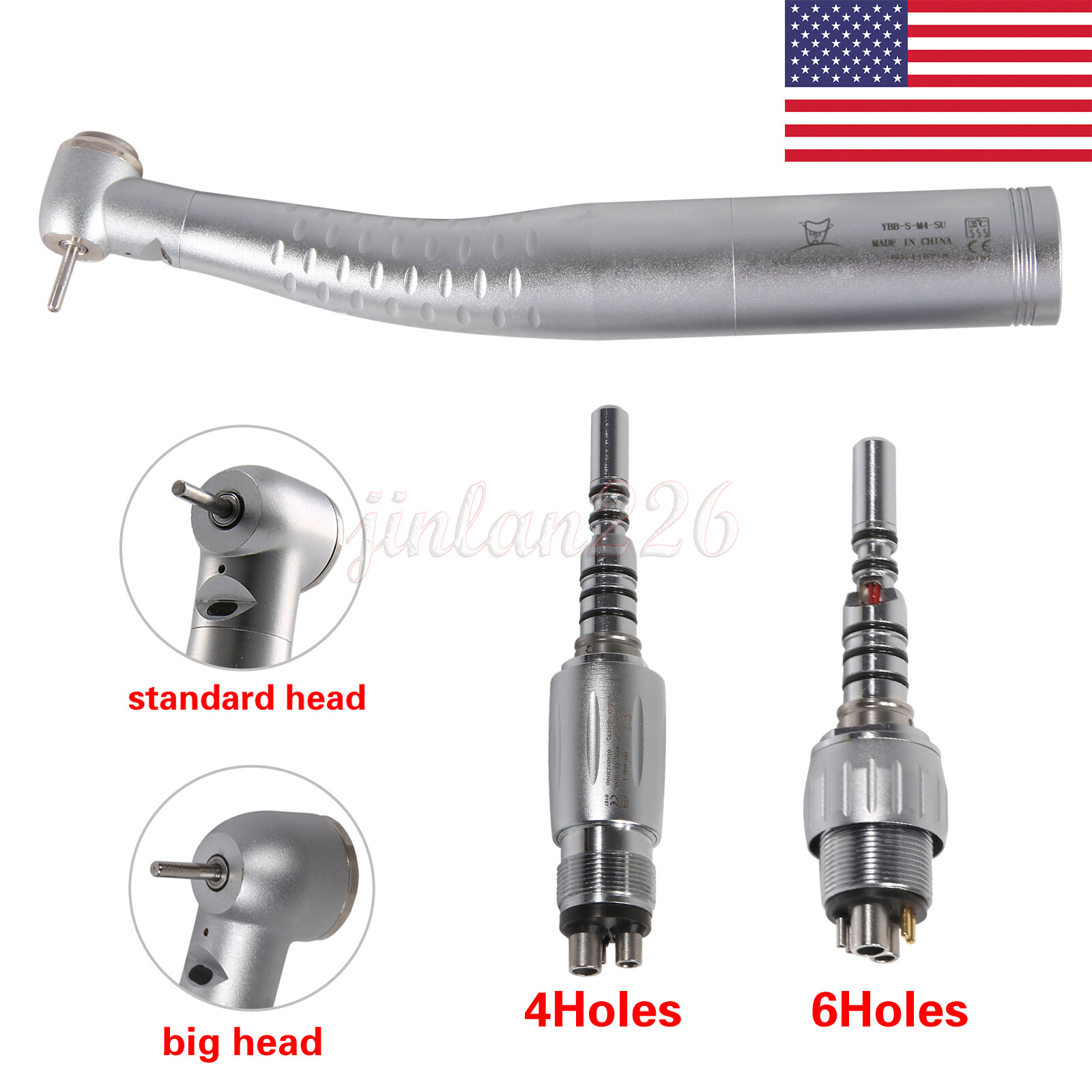 Dental Fiber Optic LED Handpiece High Speed Fit Quick Coupler 4Hole/6Hole Swivel