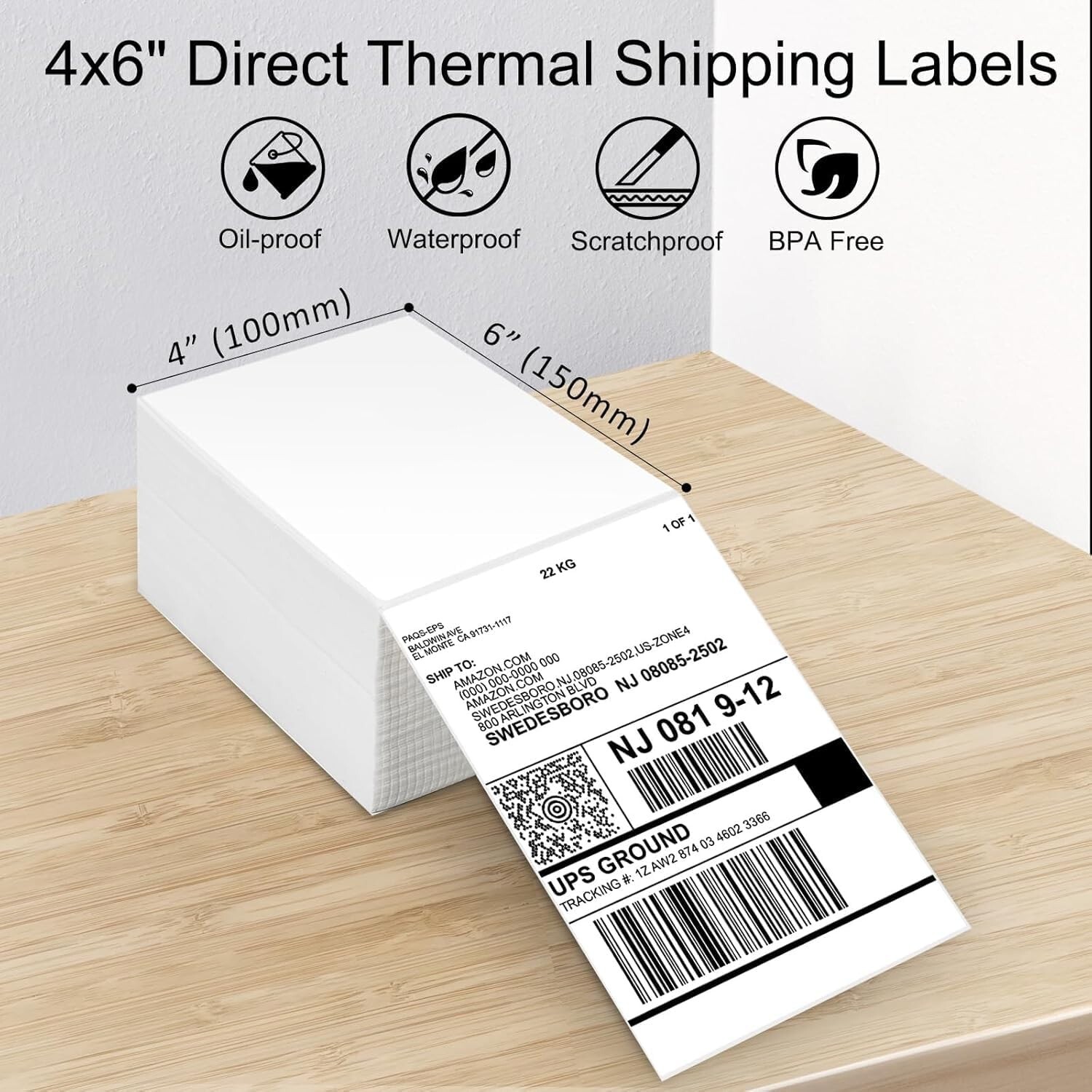 Fanfold 4″ x 6″ Direct Thermal Shipping Barcode Certified UPS Labels 500 – 2000