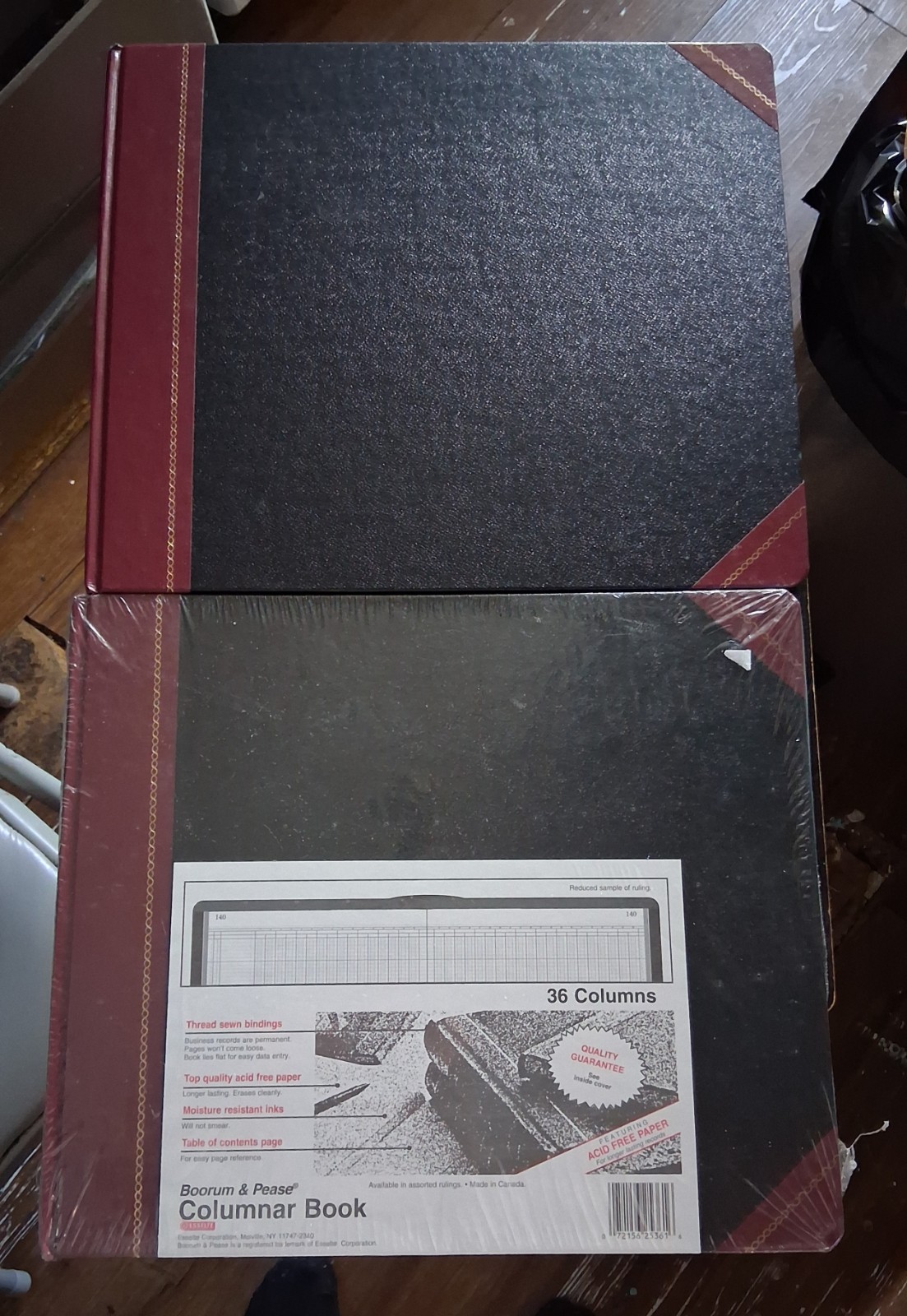 Pair (2) Boorum & Pease Columnar Book 36 Column Black Cover, 150 Pages (2515036)